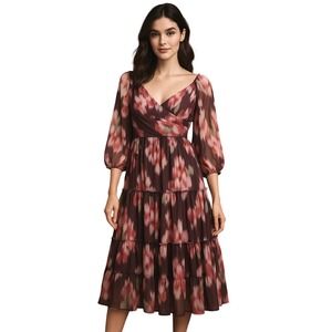 NWT Sachin & Babi Midi Dress Sz 8 Tiered Floral Romantic‎ Wedding Party Fall